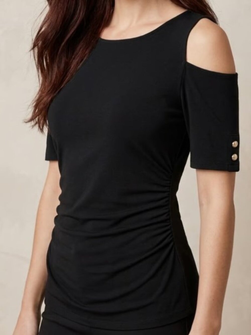 White House Black Market Cold Shoulder Knit top Black XXS